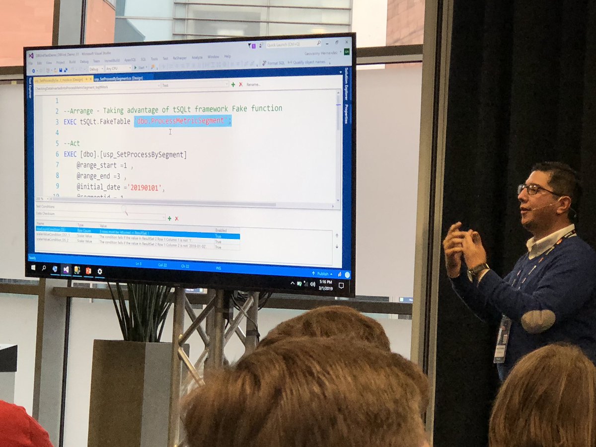 jaroreken's tweet image. Level up by using #tsqlt with #VisualStudio tests #SQLBits #joyfulBI