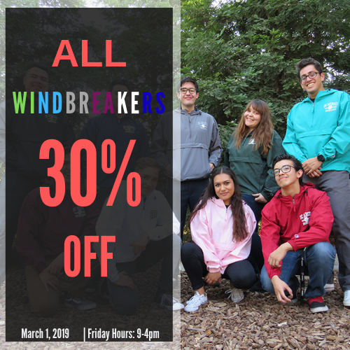 CampusStore's tweet photo. Hello Bobcats! The first big sale for the month of March is happening today, Friday! All windbreakers will be 30% OFF! Don’t miss out! #windbreakerz https://t.co/KMe0WAPE0K