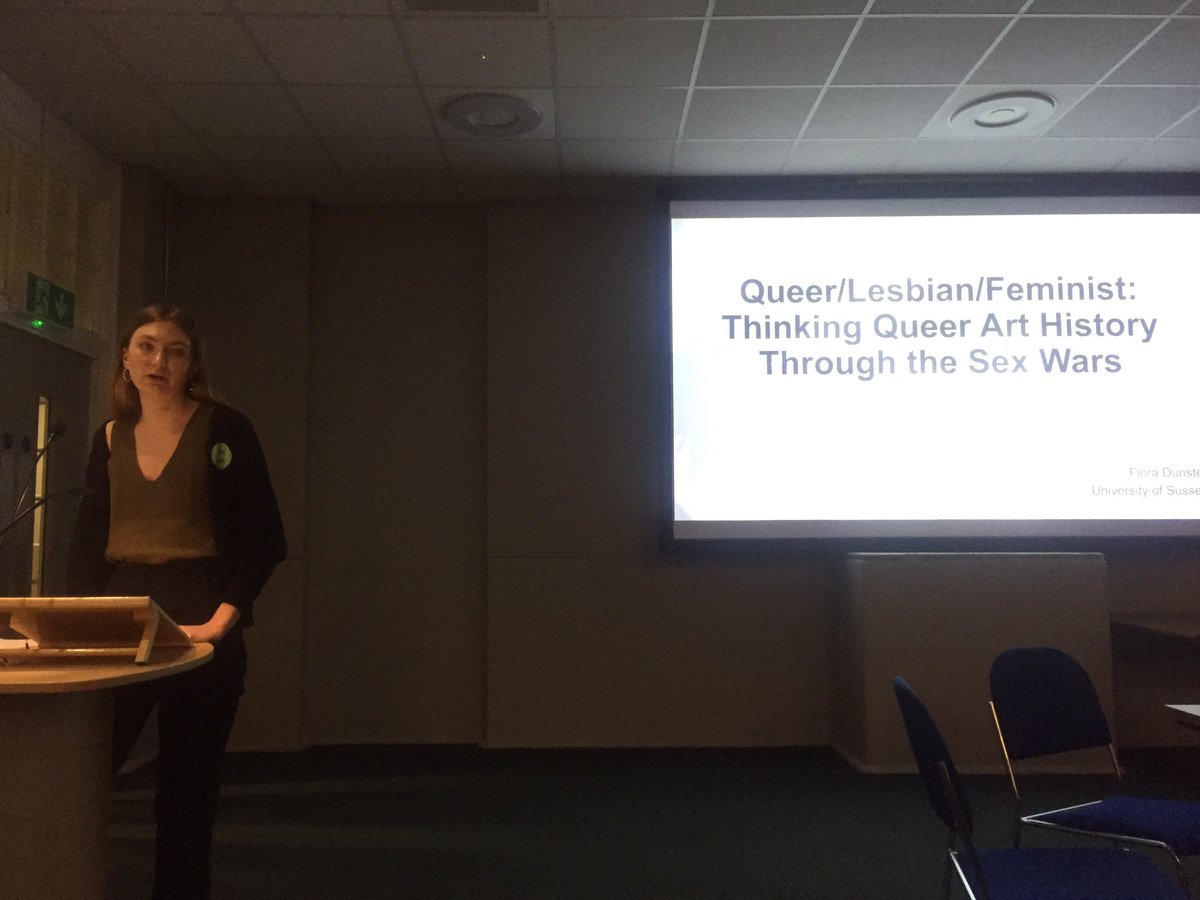 QueerConvo's tweet photo. Flora Dunster rounds off the day with her paper about the ‘Sex Wars’ in the 70s/80s, arguing that ‘queer’ needs to take into account feminist debates about porn, S/M &amp; butch/femme occurring during this time #QueerConversations https://t.co/ydgtlJWNB4