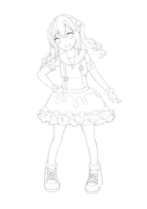 有咲の線画できた!
ほんとに衣装飾りが多くて大変(><)でも塗るの楽しみ 