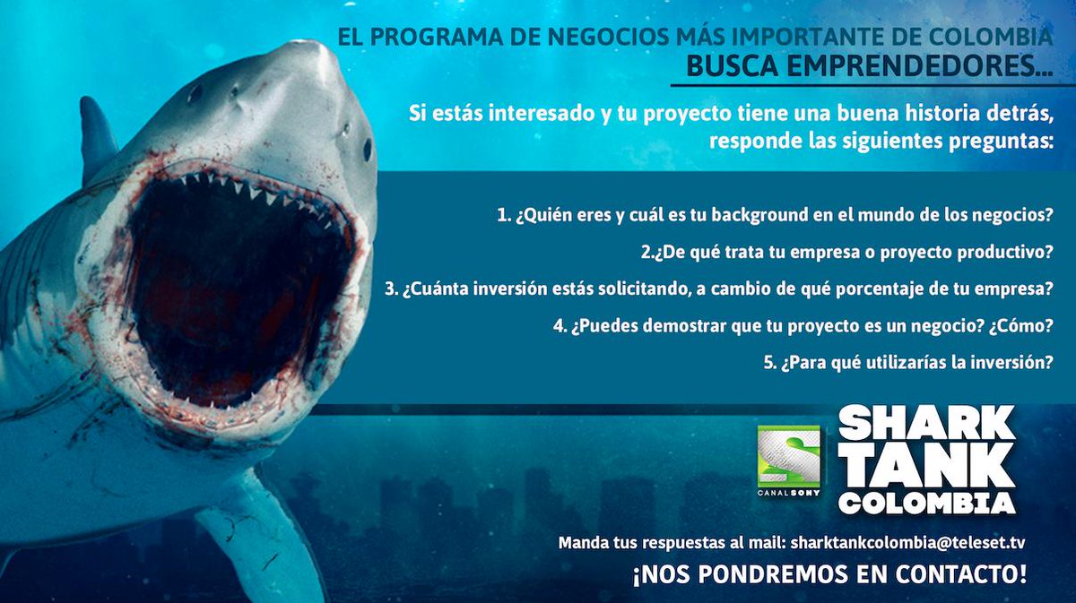 udemp's tweet photo. Emprendedores, 
Shark Tank Colombia abre convocatoria para el 2019.

¡Aprovecha esta gran oportunidad y postúlate!

#emprendedores #UdeMedellin #tipsparaemprendedores https://t.co/vkrssVsNSX