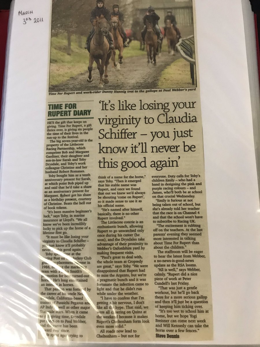 tdd235t's tweet photo. Huge congratulations @wgreatrexracing #emitom didn’t realise he’s their 1st horse. Know how they feel. It’s all downhill from here! #claudiaschiffer https://t.co/XSkTbiDetk