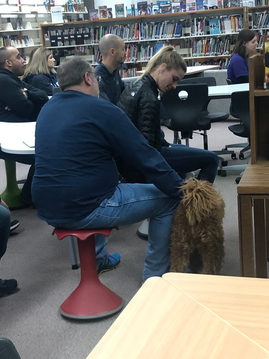 wjhsla's tweet photo. Session on Educational Support Dogs at @DuPageEdCamp.  We love Emmy! #wjhspantherpride https://t.co/dd9Pn3MktL