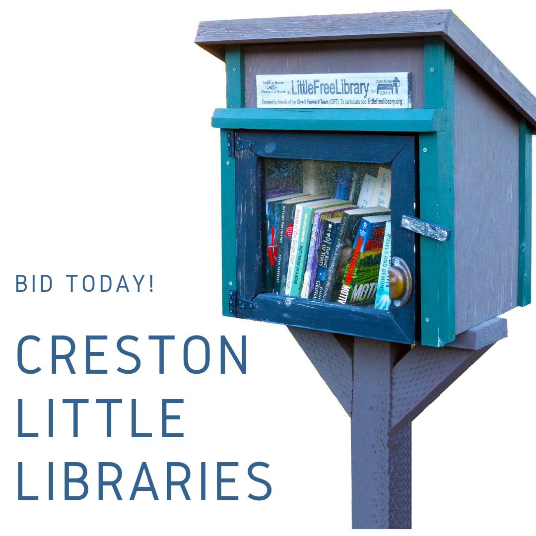crestonpta's tweet photo. Always wanted a Little Library of your own? Consider bidding on one of these beauties created by students, parents and friends of Creston Elementary School! Bidding is open and will close during the 2019 Creston Live Auction on 3/9/19. Bid here: https://t.co/lBg3OathgK https://t.co/eYW0zS1ooJ