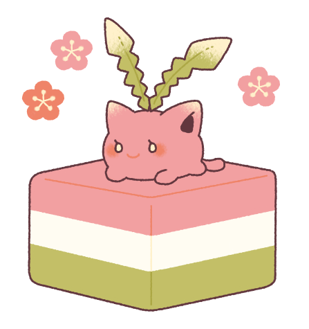 「雛祭りが近いので菱餅ハネッコちゃん 」|芋子のイラスト