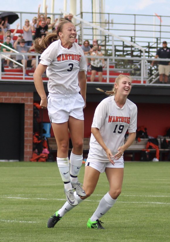 wartburgsoccer's tweet photo. We are jumping for joy because after today we are on break! Also, we are hosting W b-ball @NCAADIII national tourney, track national qualifier &amp; spring sports are starting their seasons! Good luck to all! #lovebeingaknight #funtimeofyear #ilikewartburgsoccer https://t.co/llWYzb1dge