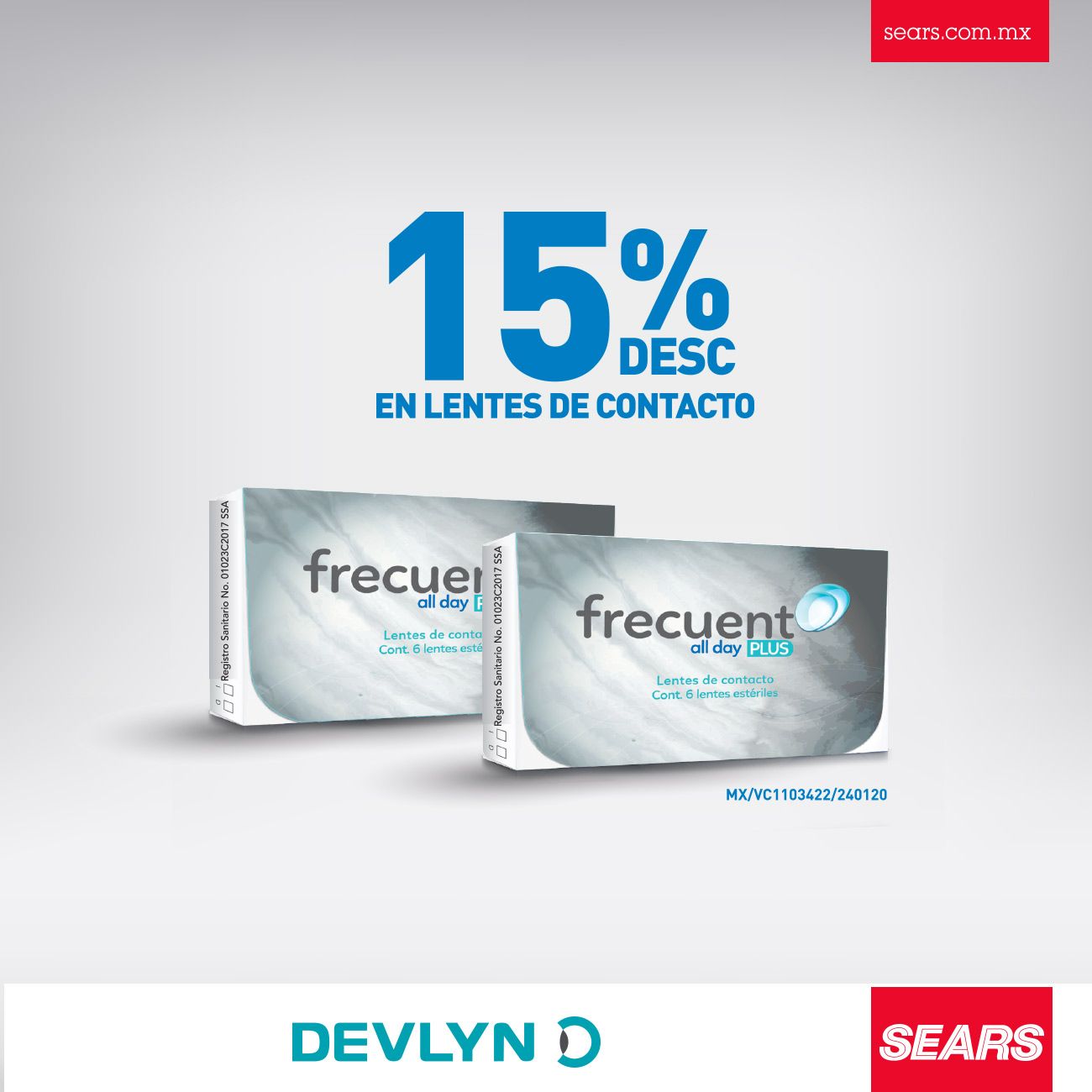 Sears Mexico on X En Devlyn tienes 15 de descuento en Lentes de Contacto. Disfruta una nueva forma de mirar Devlyn SearsMeEntiende Clic aqui para mas informacion https t gynDomifwY https t PvztW...