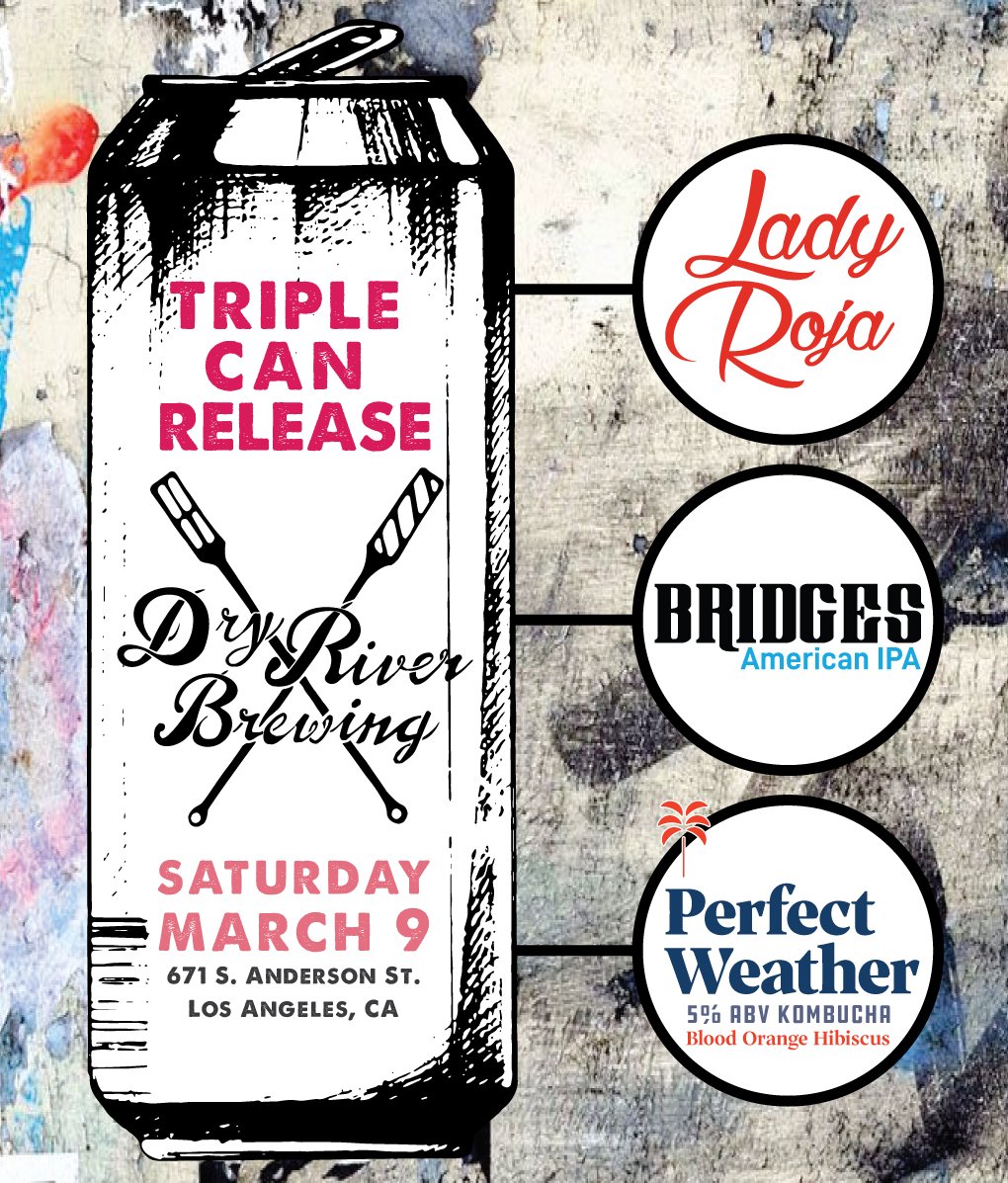 DryRiverBrewing's tweet photo. Pre-purchase 4-packs of our new cans at https://t.co/uwM3BMgdaI
Join us Saturday, March 9 for the can release party!
#dryriverbrewing #slowbeer #brewalert #dtlabeer #beeradvocate #kombucha #LAbeer https://t.co/g1k6egR5N0