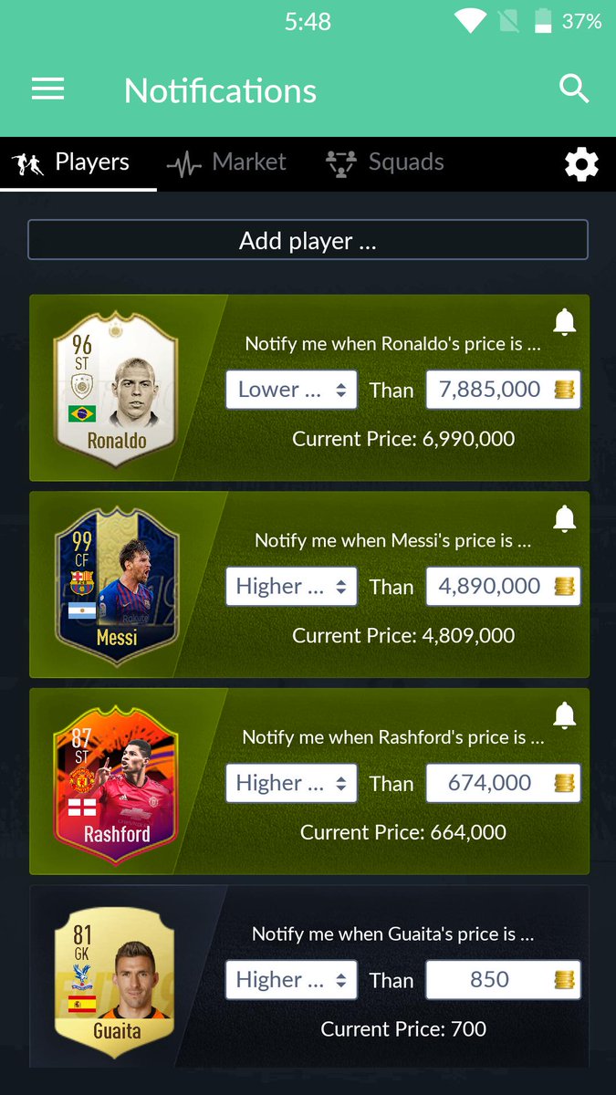 Futbin On Twitter We Are Happy To Announce That Futbin App Notifications Are Now Available On Android If You Want To Try It There S A 3 Day Trial Period Which Will Enable