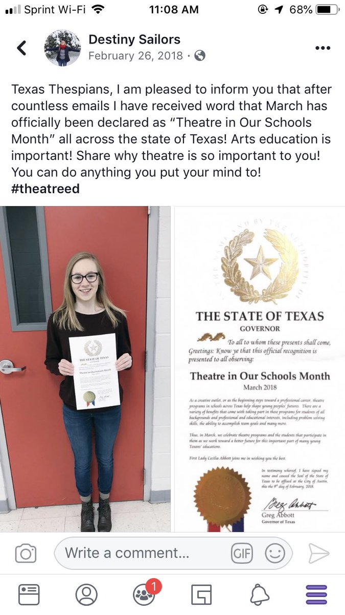 Happy Theatre in Our Schools Month!! 

Educational theatre IS life changing. 

What’s your story? 

Remember Texans, it’s official! Do something about it!
#tios19 #artseducationmatters