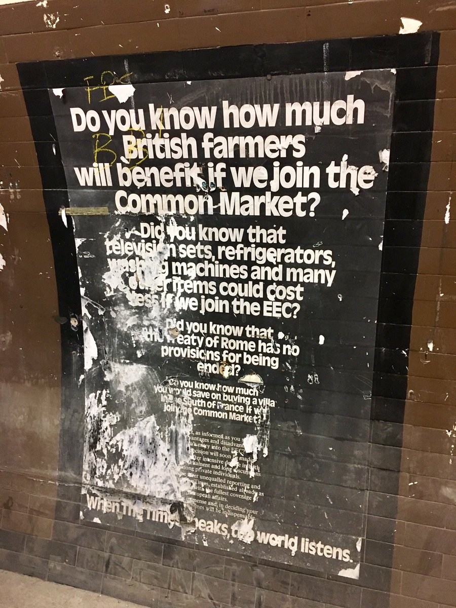 Oh the irony. An apparently original 1971 poster spotted on the @HiddenLondon tour of Aldwych disused Underground station today. #Brexit #PeoplesVote