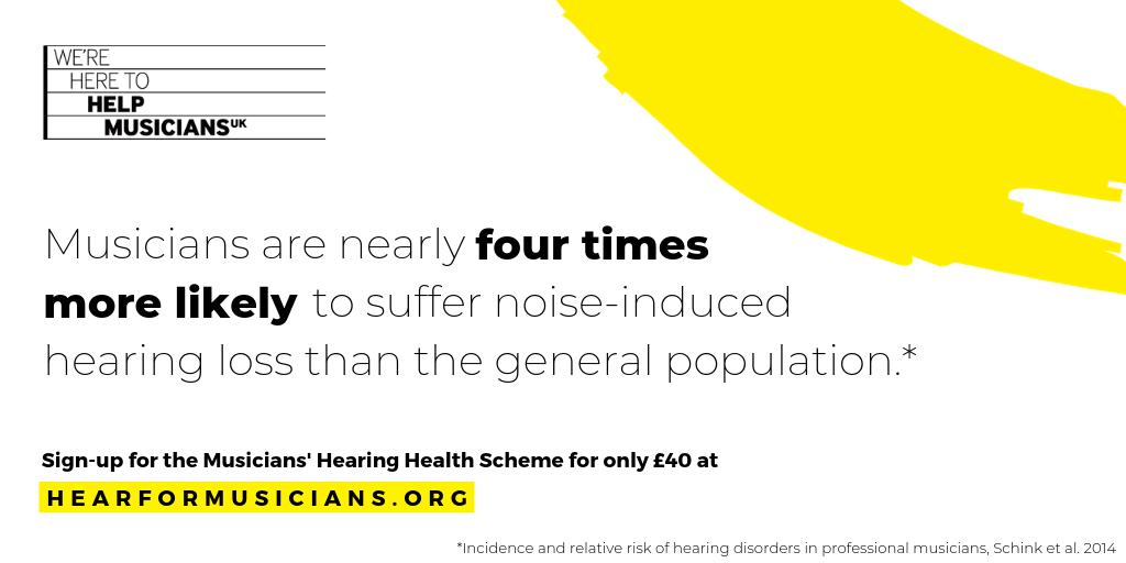 HelpMusicians's tweet photo. For #WorldHearingDay 2019, share this post to help more musicians find out about the professional hearing health support we offer through our Musicians' Hearing Health Scheme: https://t.co/OslBqKtYhV #HearForMusicians https://t.co/ChbTcAqFNB