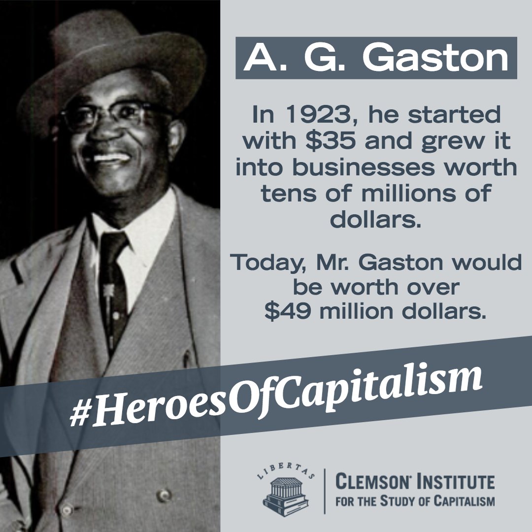 Capitalism_Inst's tweet photo. Arthur George Gaston was a hugely successful entrepreneur who created enormous wealth and opportunity by following his motto, 'I saw a need and filled it'. https://t.co/FvNoZcWbhK