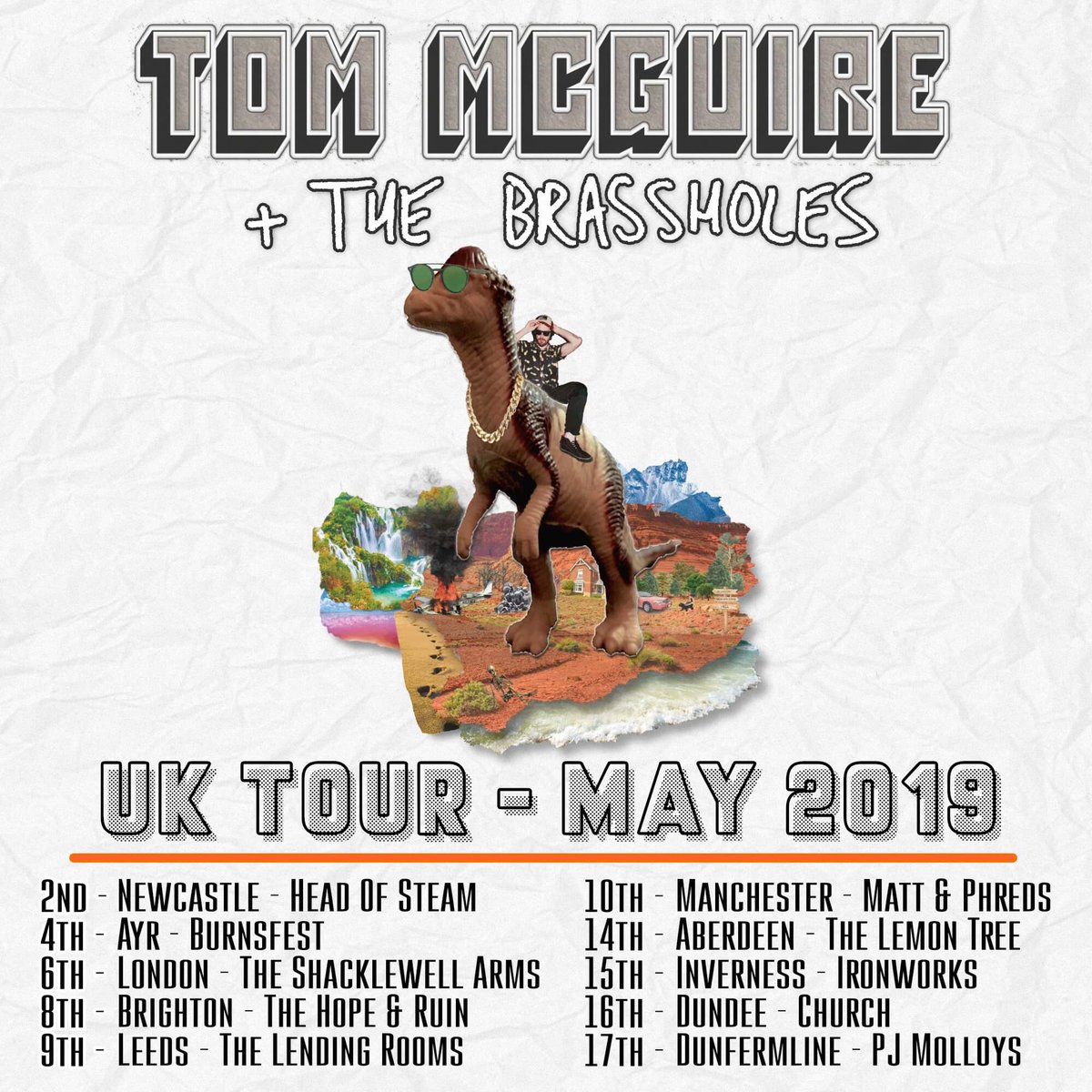 We are excited to announce our upcoming world domination tour of the u.k in May. Come and see us in a town near YOU! @HOS_Newcastle @thehopeandruin @TomLendingRoom @MattandPhreds @IronworksVenue @PJMolloys 

#brassholes #uktour #brassholestour #brassholesalbum