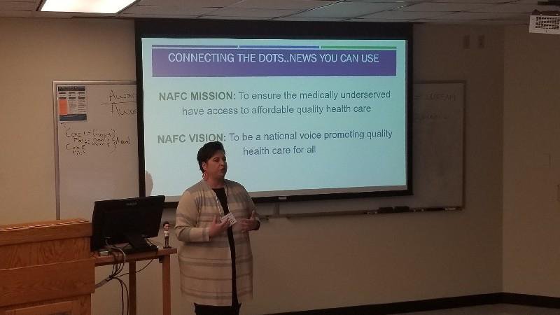 Whhaymd's tweet photo. Nicole Lamoureux from @NAFClinics speaks to Student-run Free Clinics Faculty Association conference #SRFCFA19  @SSRFCC https://t.co/J1K9pvDPJz