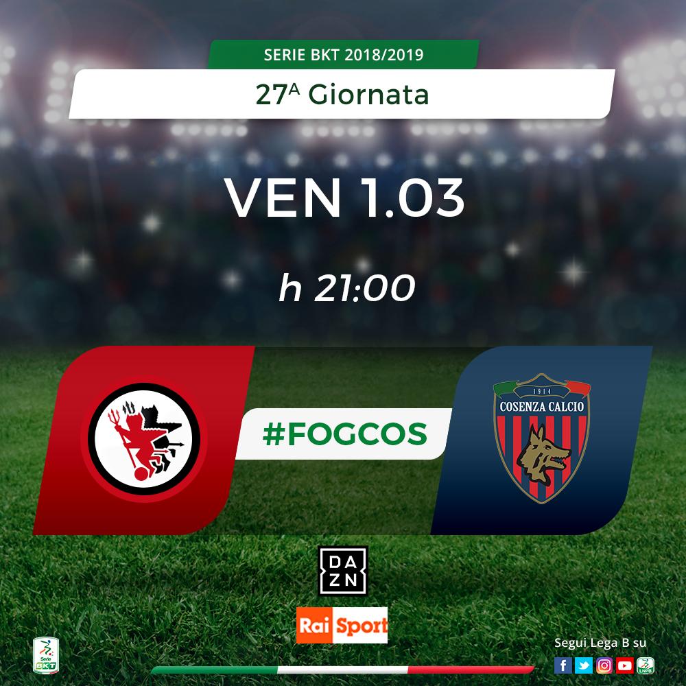 Lega_B's tweet photo. โฝ @FoggiaCalcio ๐ @CosenzaOfficial
๐ฒ #FOGCOS
๐
27^ giornata
๐ Zaccheria
๐ 21.00
๐บ @DAZN_IT e @RaiSport
Segui le partite della #SerieBKT su DAZN: https://t.co/bS7P0BPo6U https://t.co/LvC7QONsaC