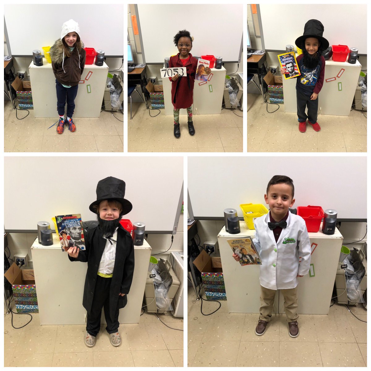 We had some historical people running around our classrooms today. Thanks Ms. Gabbert & Mrs. Peimann for your help with our books. #famousfirsties #research #art #effectivecommunicators @IncredibleTeam_ @Wheeler_Reads @Wheeler_Reads