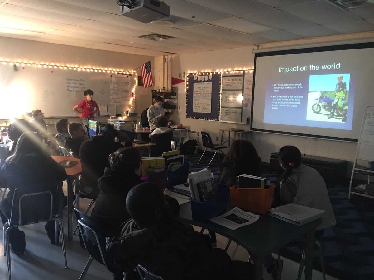 MsAnderson6th's tweet photo. My students used their presenting skills to show their classmates what they learned about synthetic materials! #sciencerules @Eastgate6NKC https://t.co/swrZAiVY4L