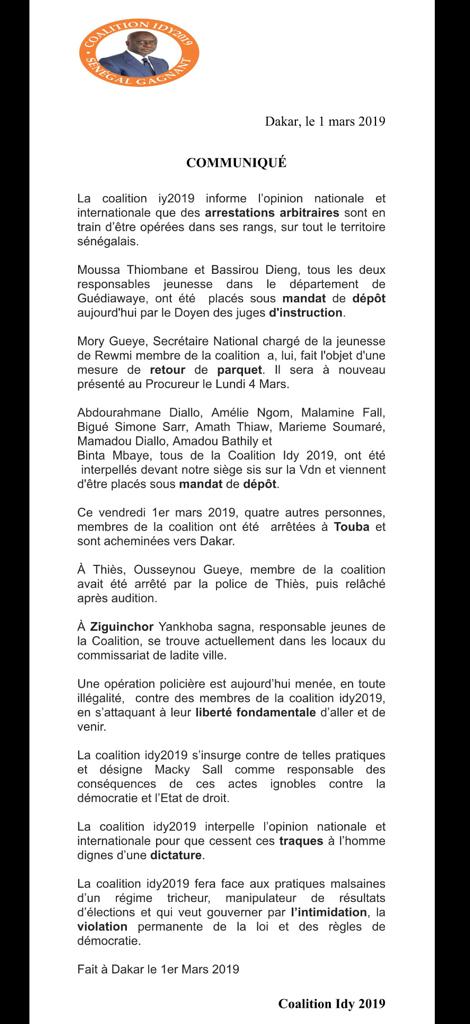 Idy2019's tweet photo. #Communiqué
@IdrissaSeck2019 
#IDY2019 https://t.co/peQNmPOo2T
