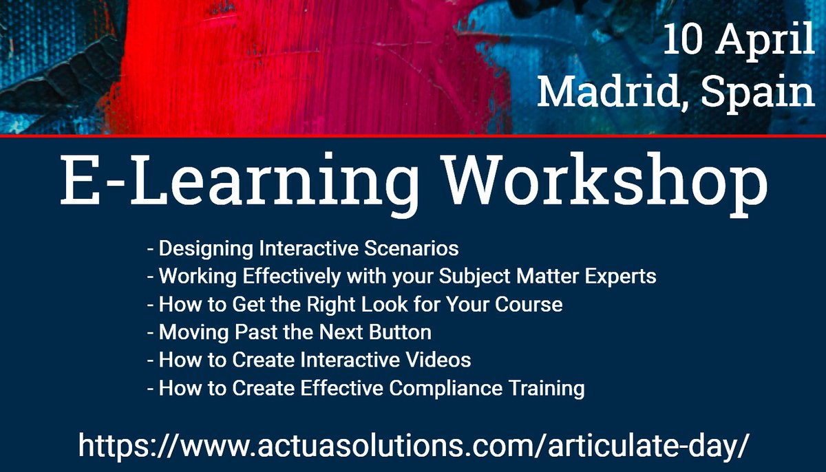 tomkuhlmann's tweet photo. April 10: E-learning workshop in Madrid, Spain. https://t.co/42bN98liXH