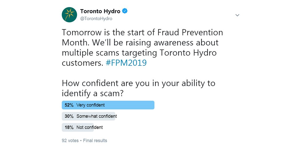 Toronto Hydro On Twitter Hi There Thanks For Sharing We Appreciate Your Feedback You Can Find More Information On Fraud Prevention Including An Example Of A Fraudulent Bill On Our Website Https T Co T0zj0x6igg