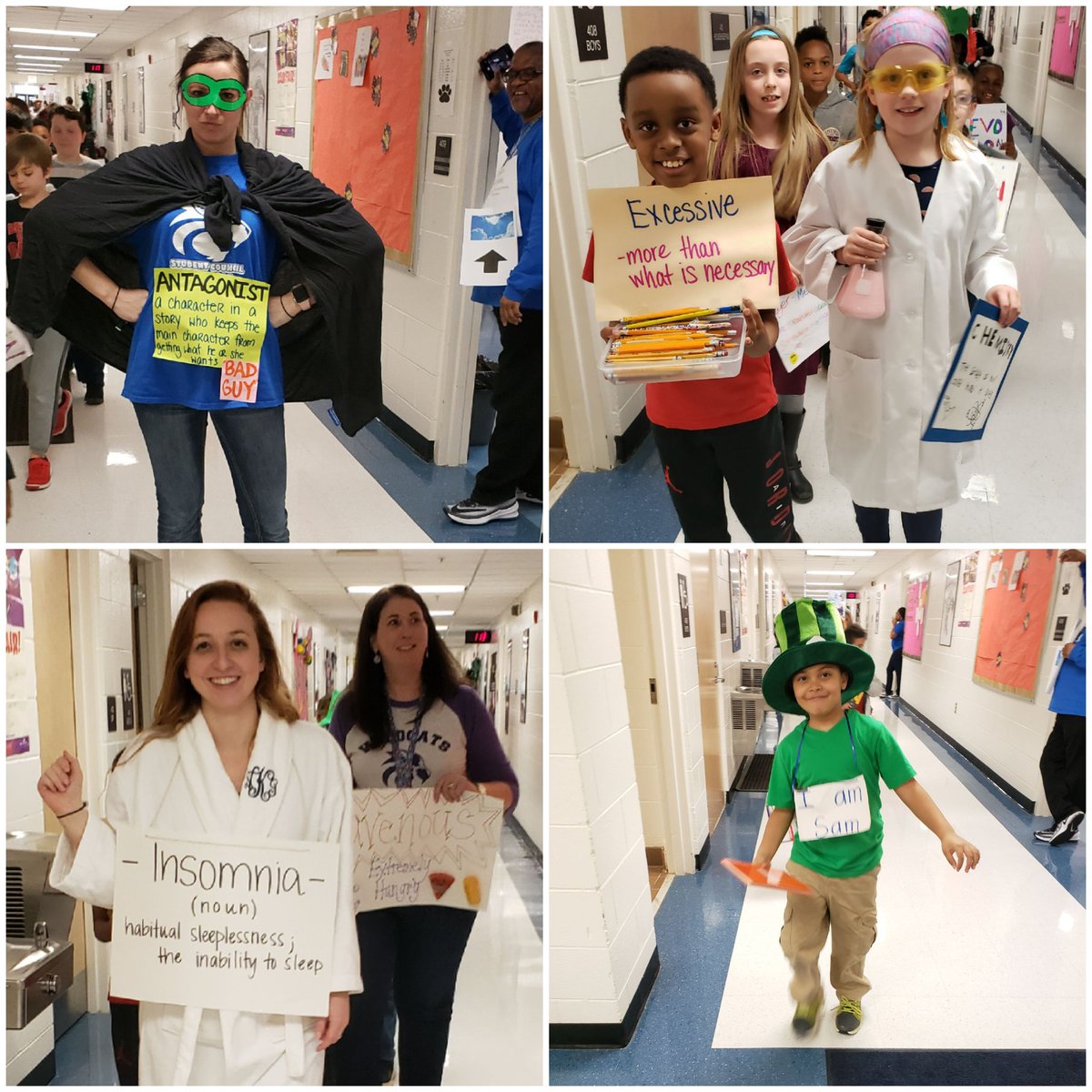 LGE teachers and students show off their vocabulary words and characters during our parade today. #bettertogetherhenry #HenryReads #LetsGetExcited #aboutreading