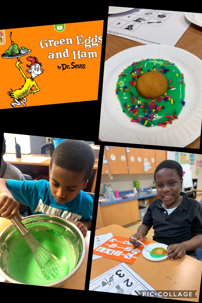 helman127's tweet photo. My students had fun celebrating Read Across America &amp; Dr. Suess Day! We read “Green Eggs and Ham” and made a tastier version of green eggs! @hiddenoaksES @zacevedo #ReadAcrossAmerica #DrSuess #literacy #specialeducation https://t.co/JbybsovE7C