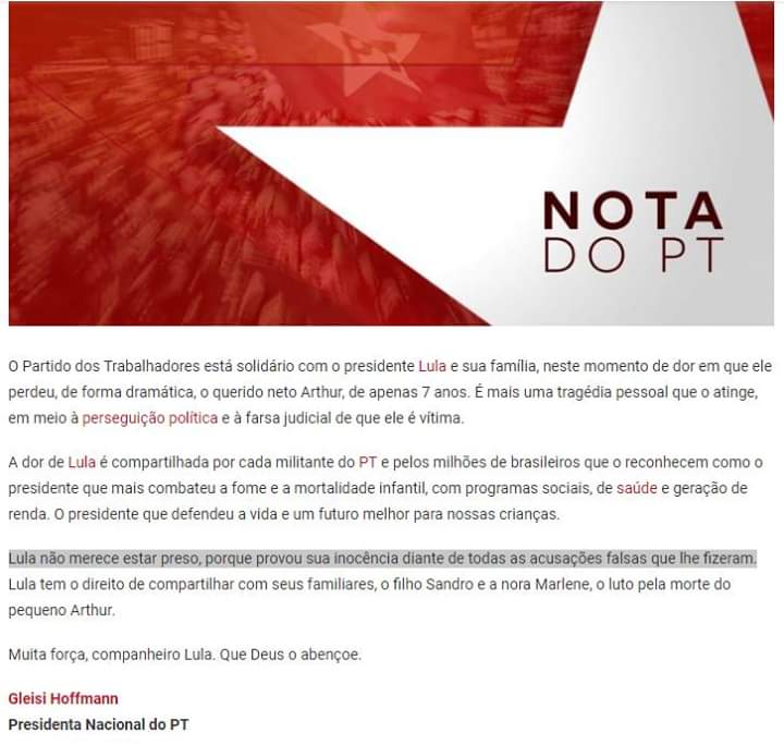 MacielCDs's tweet photo. O PT fazendo política em cima da morte do neto de Lula.
#PTsendoPT https://t.co/YpOagKgvyd
