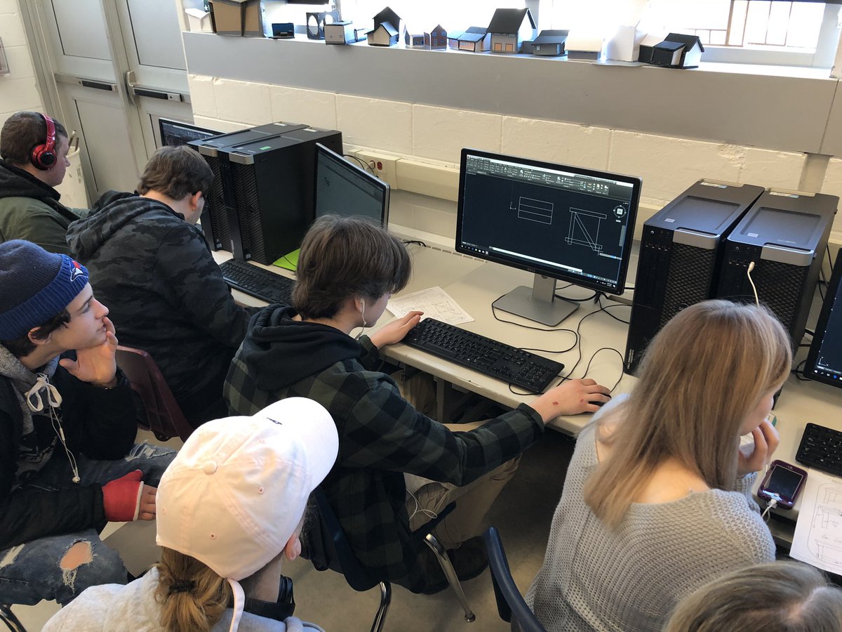 LehmannsClass's tweet photo. Cross curricular connections brought Grade 10 technomath into grade 11 tech design class today. The productivity was impressive. #cci #engaging #teamwork #Leadership #orthographicdrawing @CCI_SCDSB #Collaboration @SCDSB_Schools https://t.co/WoMYwE4lbJ