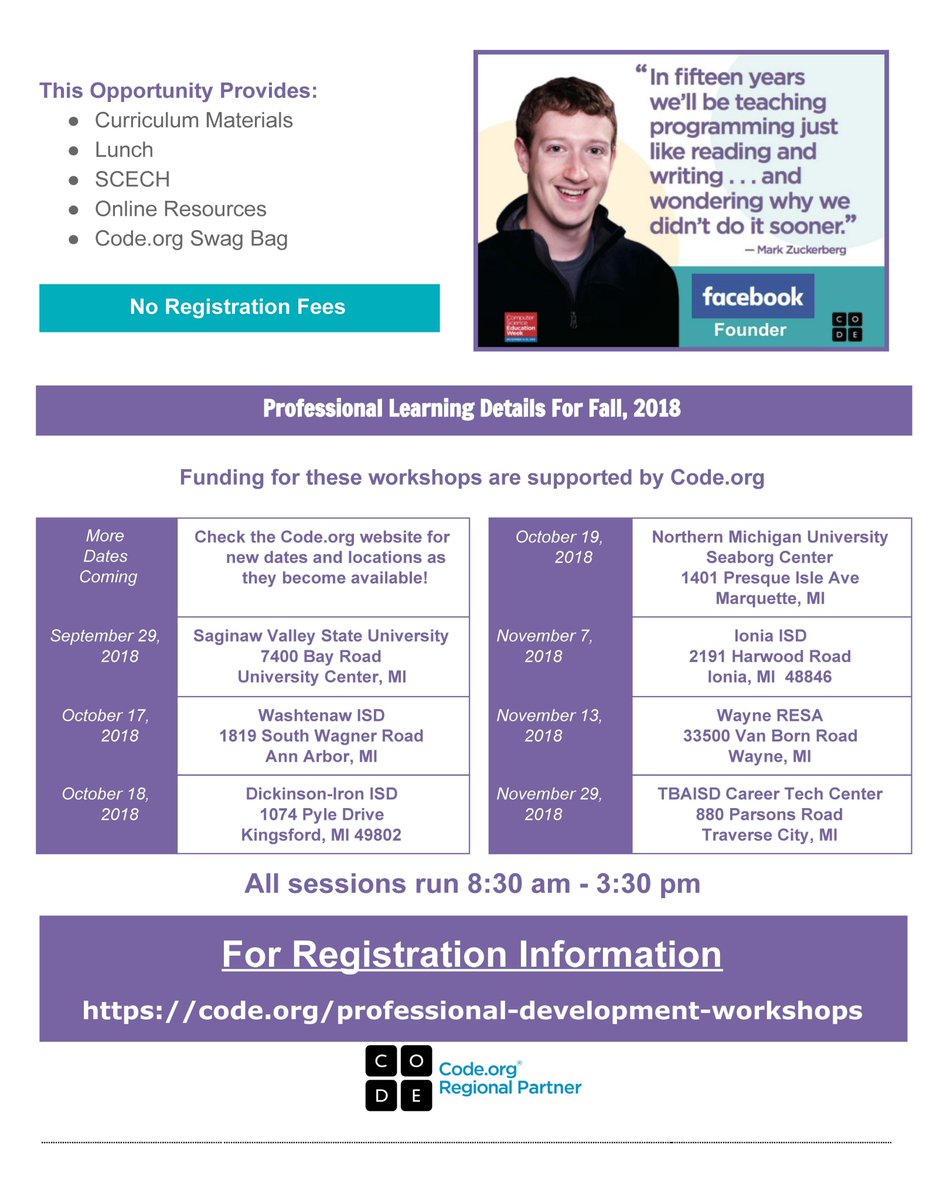 TBAISDTechTalk's tweet image. Computer Science Fundamentals for Teachers, Seats Still Available for March 13th, Substitute Teacher Scholarships Still Available... Let&apos;s do this! #MISTEM @codeorg #cmakers #MACUL @TBAISDREMC2C @LowerMistem