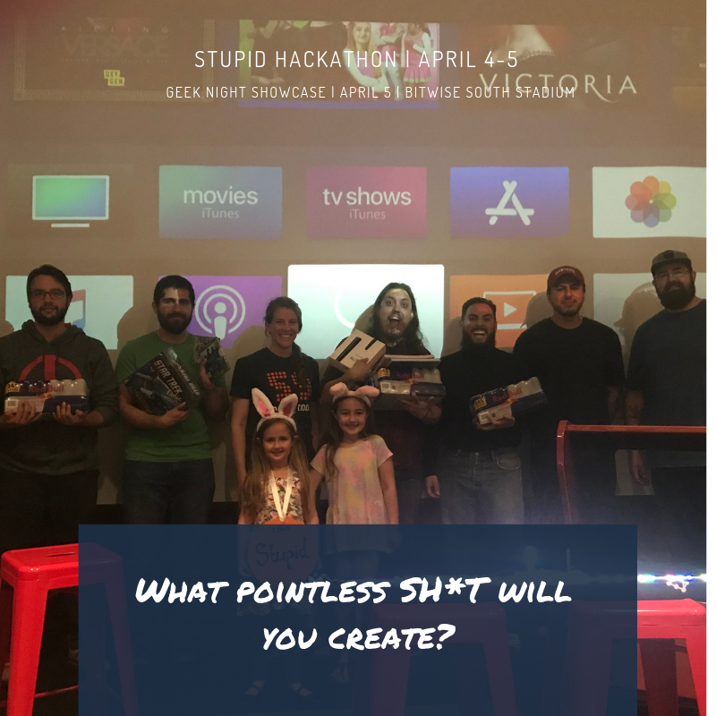 59DaysOfCode's tweet photo. The Stupid Hackathon is BACK! We celebrate April Fools' Day by creating really dumb things. This time, you'll be showing off at Geek Night at @BitwiseInd! What pointless sh...uh thing... will you create? #StupidHackathon #59DOC https://t.co/dY2syjDlHe