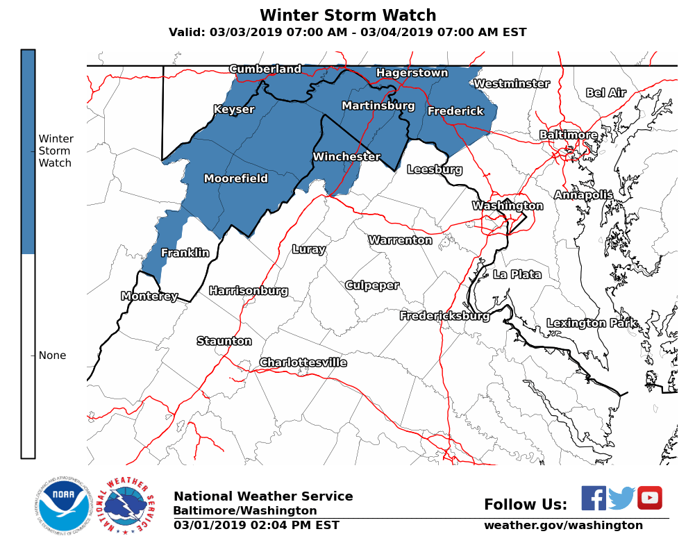 A Winter Storm Watch has been issued for Sunday morning through Monday ...