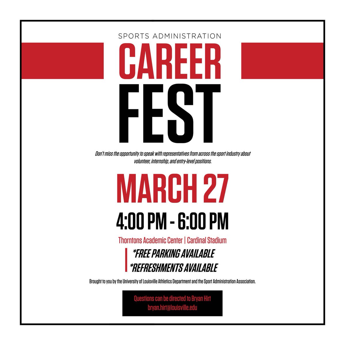 MARK YOUR CALENDARS, CARDS! 📌
SPAD Association Career Fest is set for March 27th 4:00-6:00pm!!
🔴⚫️🔴⚫️🔴⚫️🔴⚫️🔴⚫️🔴⚫️