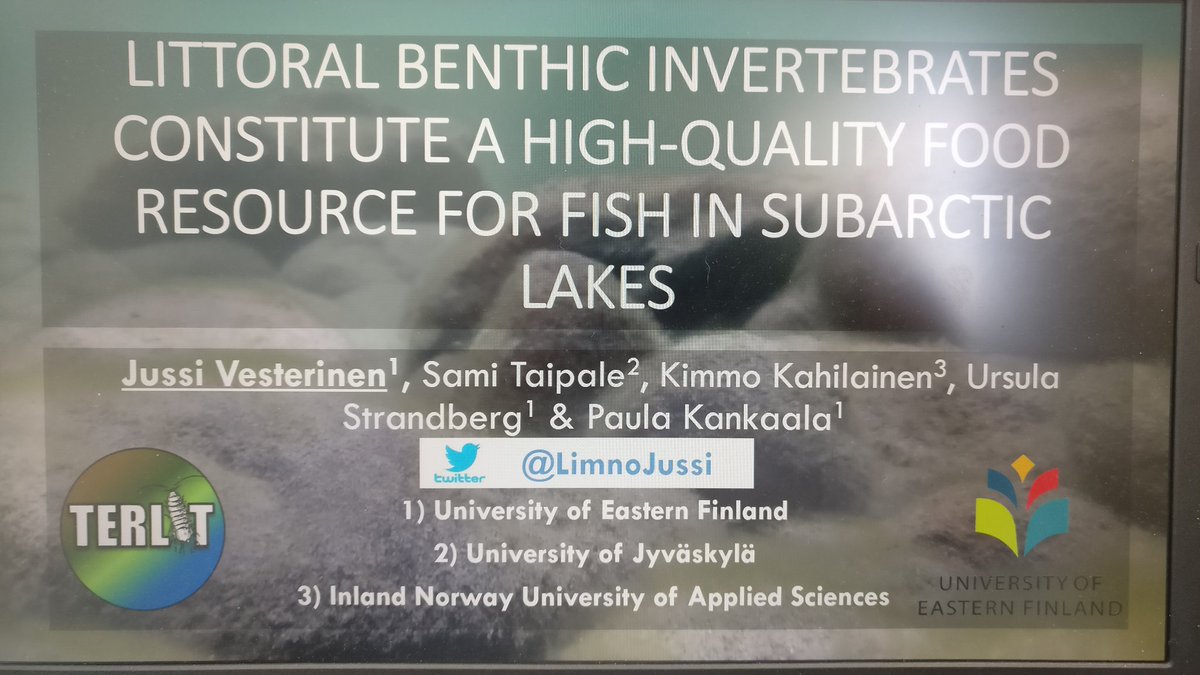 LimnoJussi's tweet photo. I'm going to give a talk about the nutritional quality of benthic inverts at 4:45, in Food Webs Session. #ASLO19 #TERLIT https://t.co/VDzonLQteJ