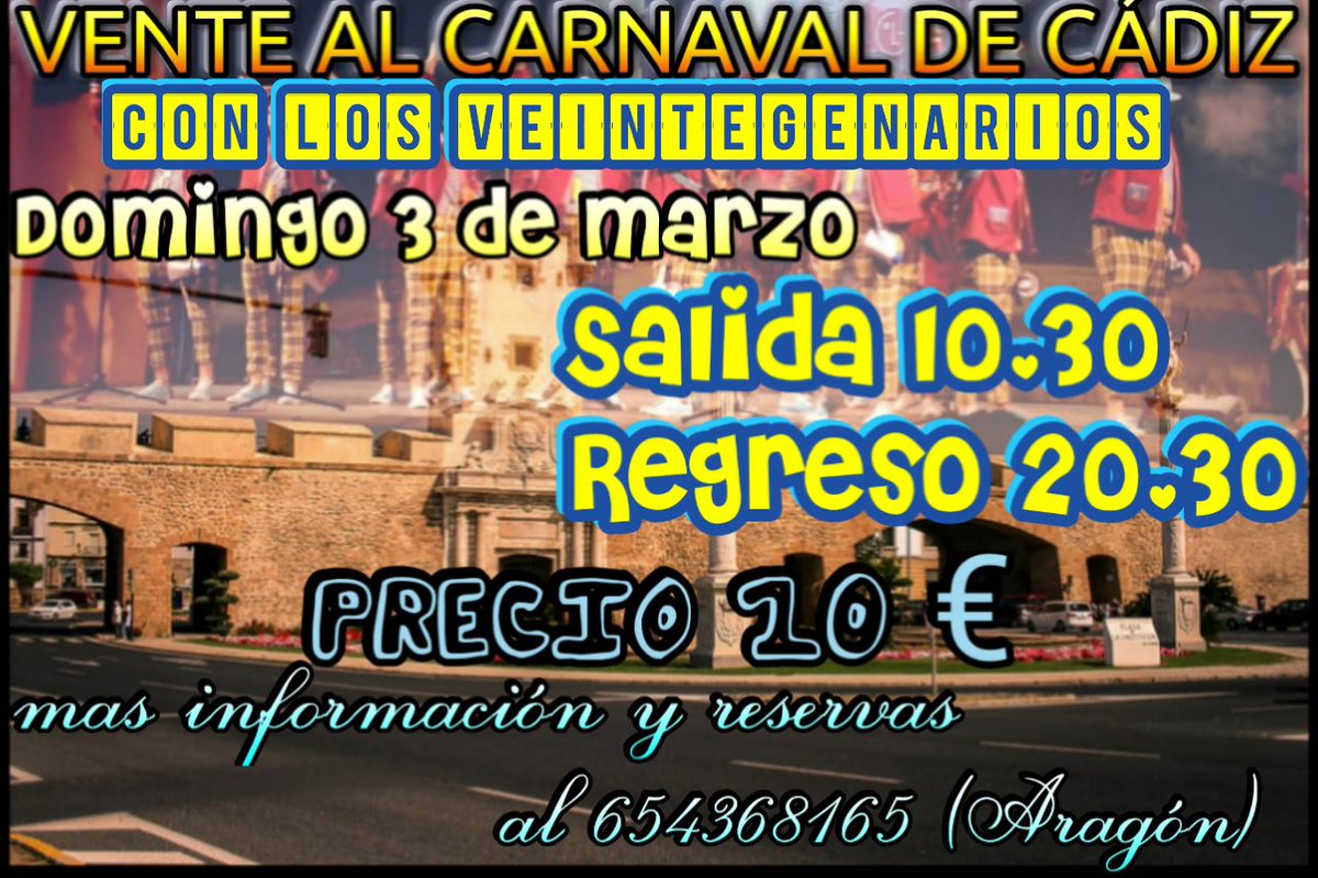 veintegenarios's tweet photo. VENTE A CADIZ CON NOSOTROS Y OLVÍDATE DE APARCAR Y CONDUCIR! https://t.co/M2yJYHXOuC