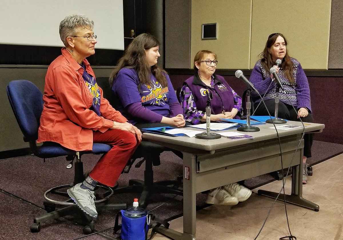 SEIULocal503's tweet photo. Homecare workers and union leaders Diana Lobo, Nicole Leseney, Alice Redding, and Joy'e Willman led a panel discussion after this week's Portland premiere of "The Care Revolution." #CarePower #UnionStrong #United4aBetterOregon https://t.co/n8AROOjZgh