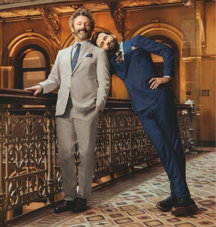 A fun photo of David Tennant and Michael Sheen promoting Good Omens from the cover of British Airways magazine High Life