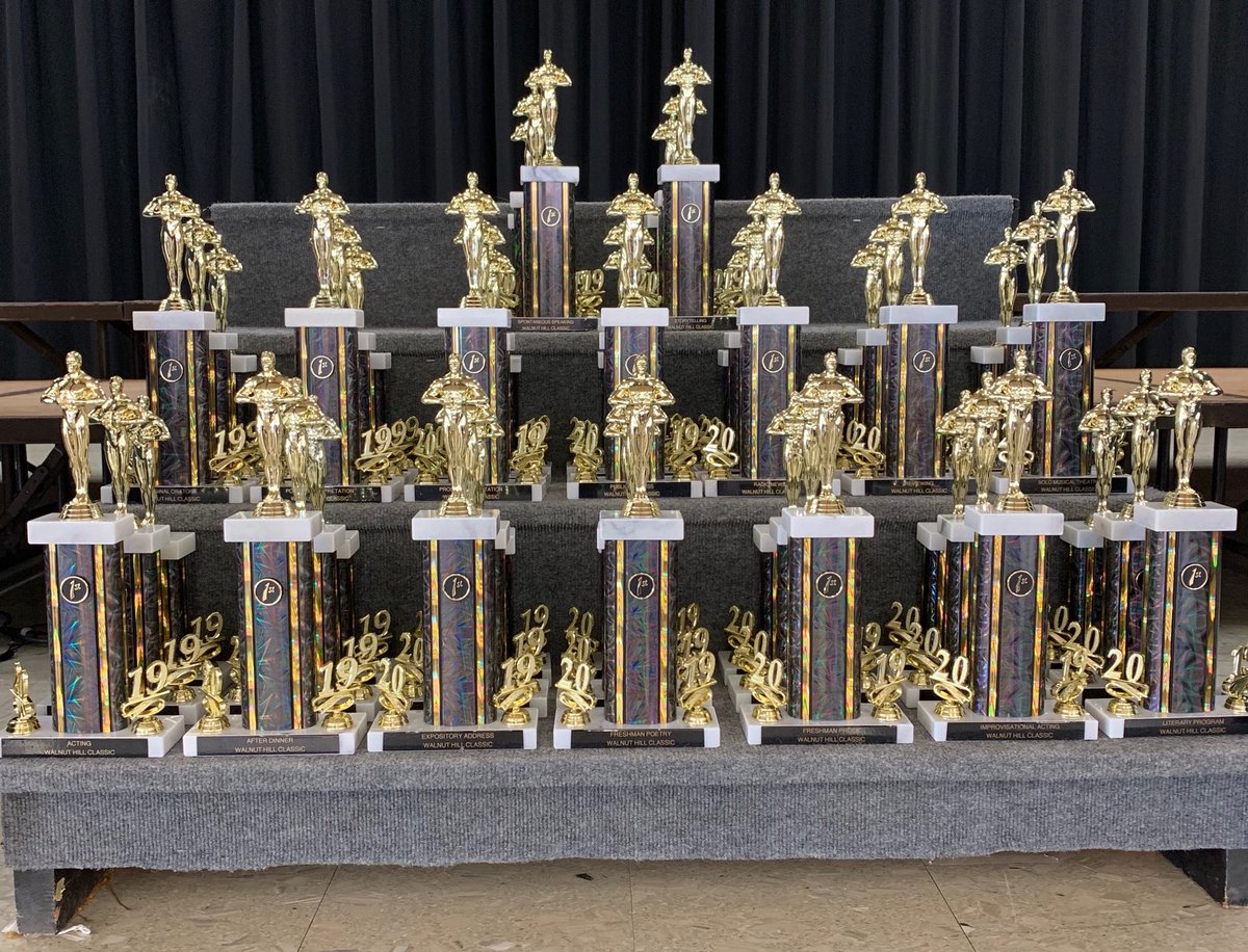 JodyARudolph's tweet photo. Walnut Hill Speech Tournament will be held at CAM Schools - here is a picture of the trophies we will be giving out to some of the best Speech kids in Southwest Iowa. #speechanddebate  #traditioncontinues https://t.co/vgCijBA88L