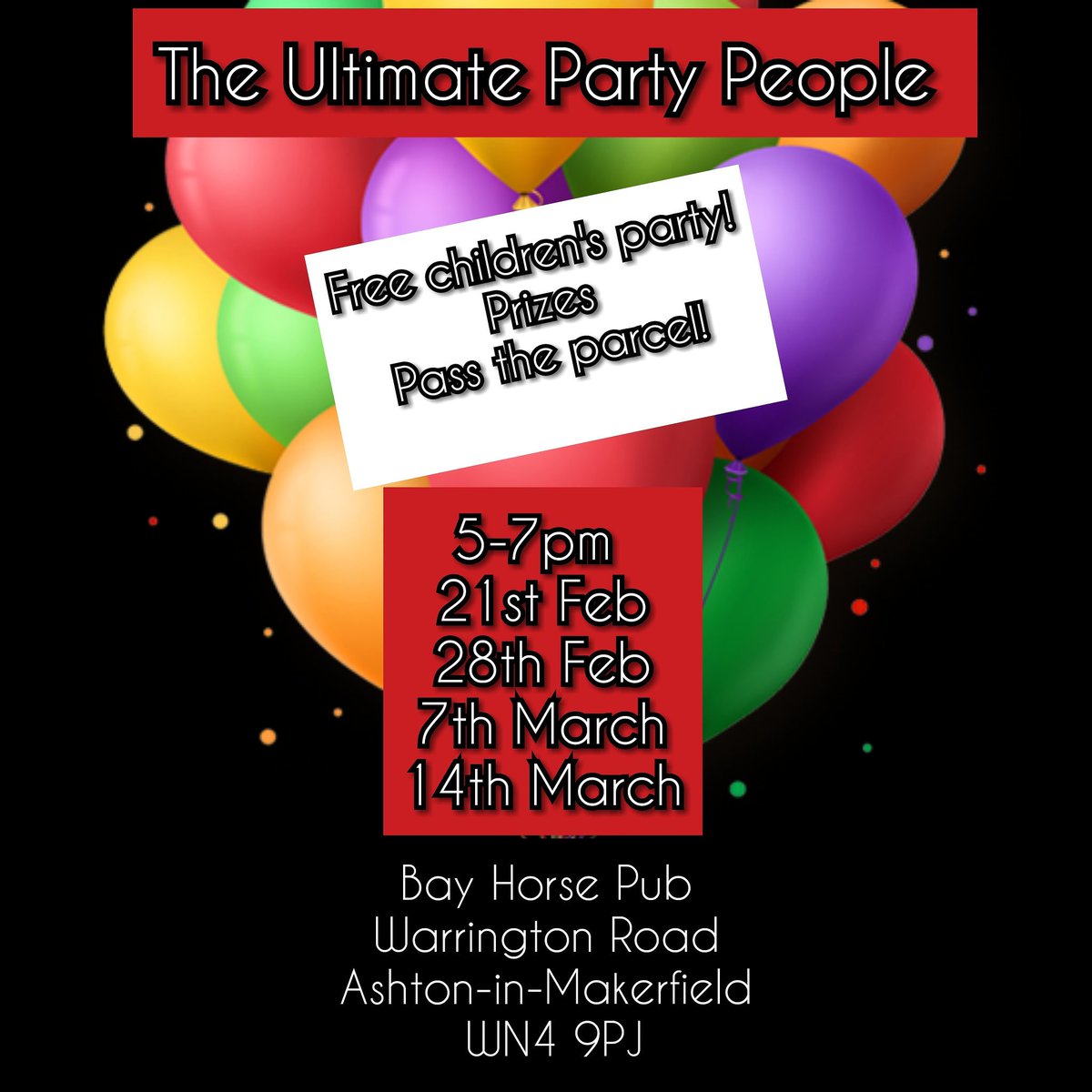 upartypeople's tweet photo. Lots on! :D Hope to see you all.
Big thank you to The Bay Horse Pub in Ashton, Black Bull St Helens and Skymaster Warrington for supporting us and booking us for their children's events :D
Check out our upcoming party dates with them!
#partydates #childrensparty https://t.co/nJPmxPebyh