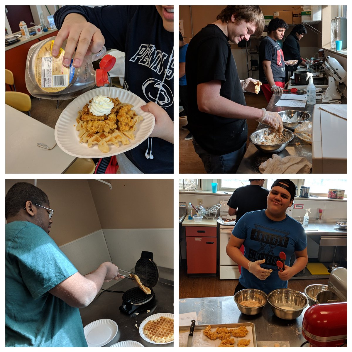 BHS_FACS's tweet photo. Southern Style Chicken and Waffles was a challenging lab but everyone stepped up to the plate! Shout out to all second level culinary students, you all rocked it!#skillsforlife @BinghamtonCSD @Kevin_Richman @brenda_lidestri @DrToniaThompson https://t.co/N7CL211vUH