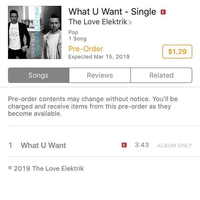 Pre-order now | WHAT U WANT
<a href="/itunes/">iTunes</a>
• • •
Everywhere 3/15 🔮

#newmusic #newsingle #whatuwant #theloveelektrik #pop #popmusic #synthpop #losangeles #nashville #guitar #song #songwriter #producer #popduo #music #funky #chromeo #maroon5 #the1975 #katype… ift.tt/2ILS6tV