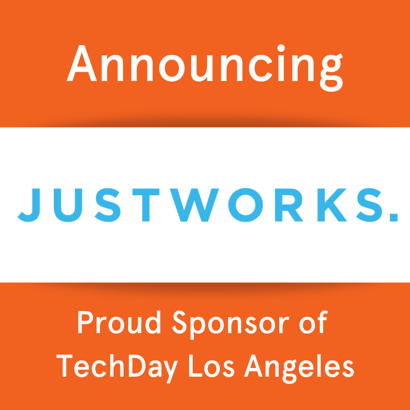 TechDayHQ's tweet photo. We're excited to announce that @JustworksHR is sponsoring #TechDay Los Angeles! Stop by their booth and discover how they're helping entrepreneurs + growing businesses everywhere #WorkFearlessly. https://t.co/yIVlt9ClxU