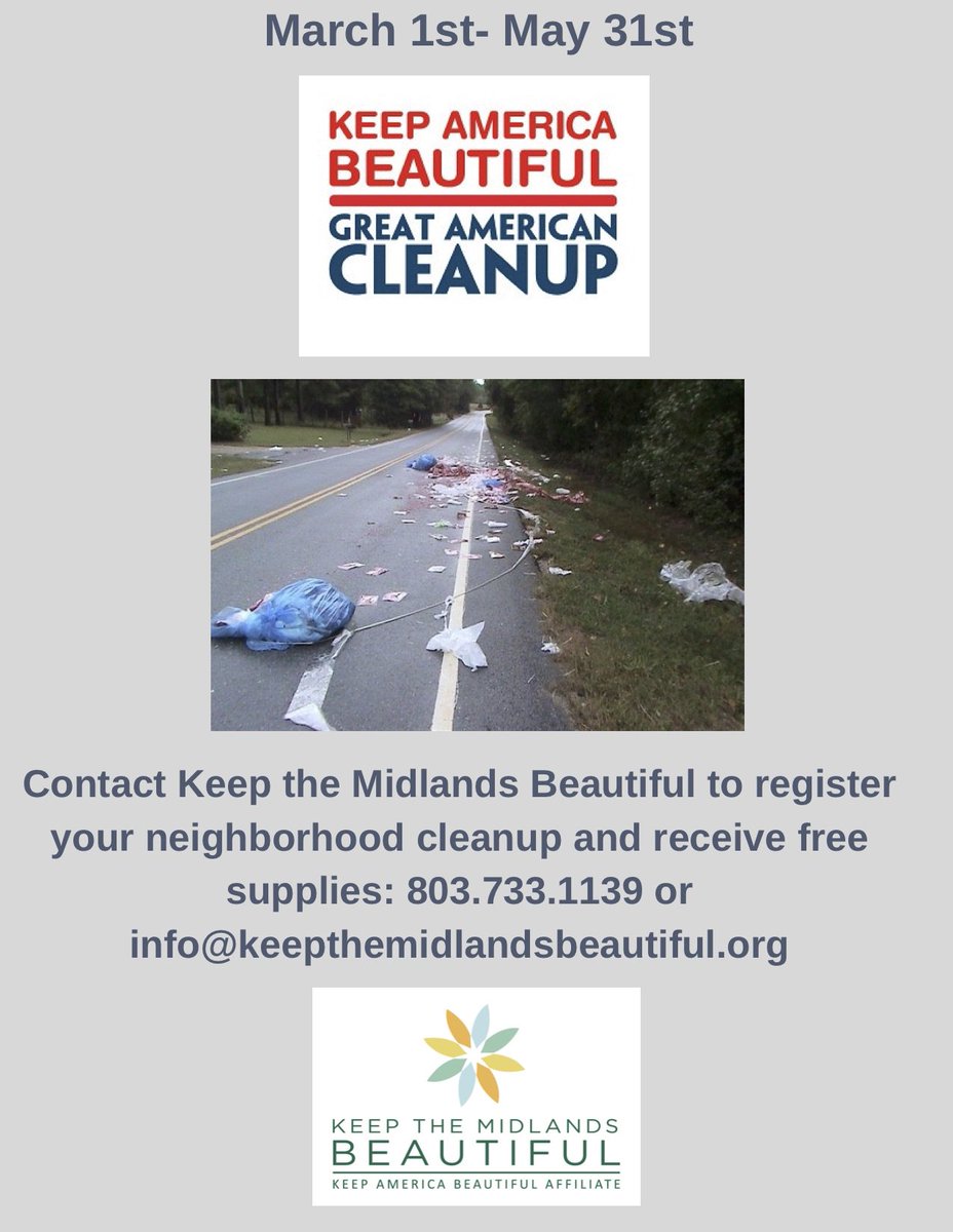 Great American Cleanup begins March 1st. If you are interested in doing a neighborhood cleanup please contact our office. We will provide you with supplies.