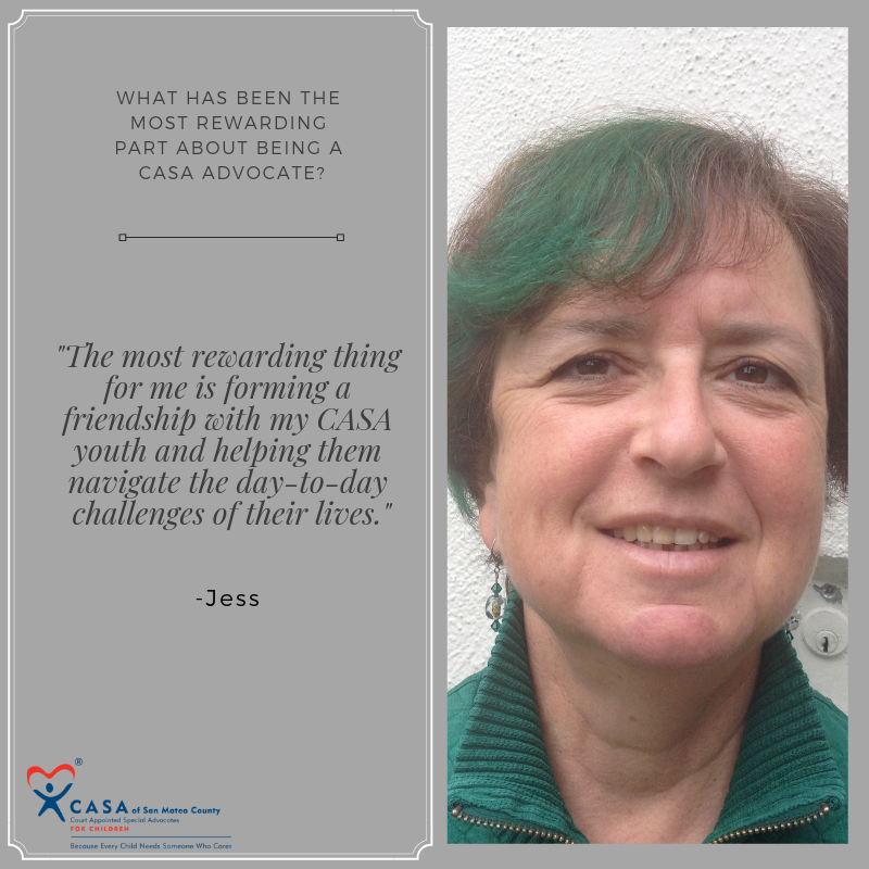 CASA_SMC's tweet photo. Meet Jess! She has been a CASA Volunteer for three years. She loves to be outdoors, and spend a lot of time bicycling, hiking, and gardening. #CASAadvocate #MeetourAdvocates #CASAofSanMateoCounty https://t.co/4iJXiR7N2a