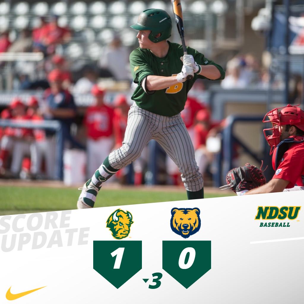 NDSUbaseball's tweet photo. After three innings of play, NDSU leads Northern Colorado 1-0. #BuiltForBattle https://t.co/tUbadK6FLj