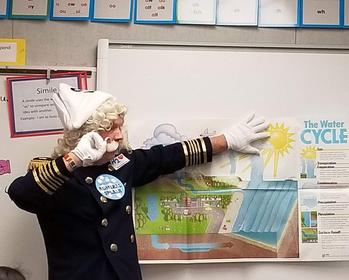 mwdh2o's tweet photo. Winchester Elementary School students finished out the week today by receiving a lesson about the value of water thanks to Admiral Splash, who shared how the water cycle works. #thinkh2o https://t.co/F11JoU3o5X