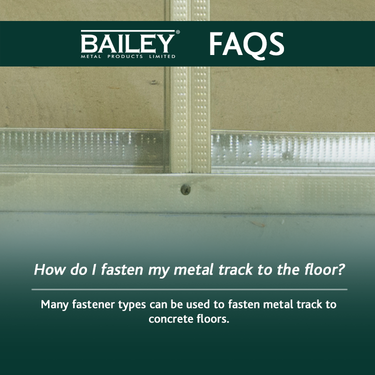 baileymetal's tweet photo. How do I fasten my metal track to the floor? May Fastener types can be used to fasten metal track to concrete floors. You can learn more at https://t.co/dQr2Y483DE ! If you have any burning questions go to https://t.co/7FaQFqY3Po #baileyfaqs #contractortips #renovation #diy https://t.co/HLeWvKRBaL
