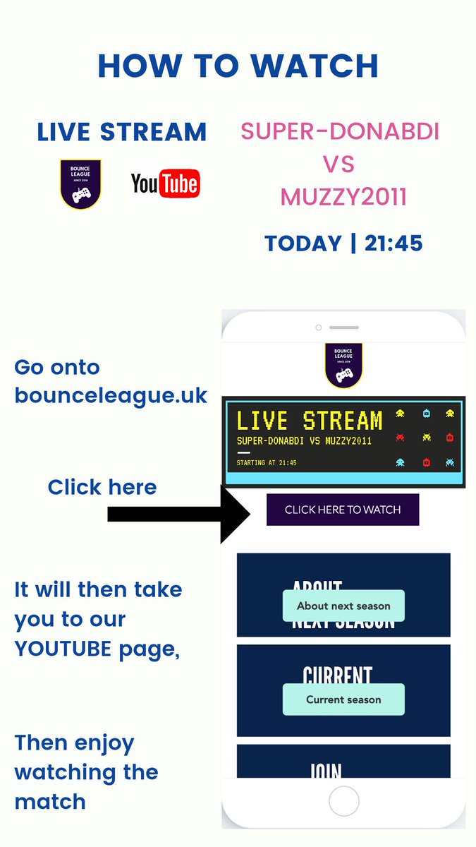 BounceLeague's tweet photo. We are live streaming tonight's match 

LIVE on YouTube

To view it click here- https://t.co/meLF5tYK0q

Super-donabdi vs Muzzy2011 at 21:45 https://t.co/pc0MsL0H7M