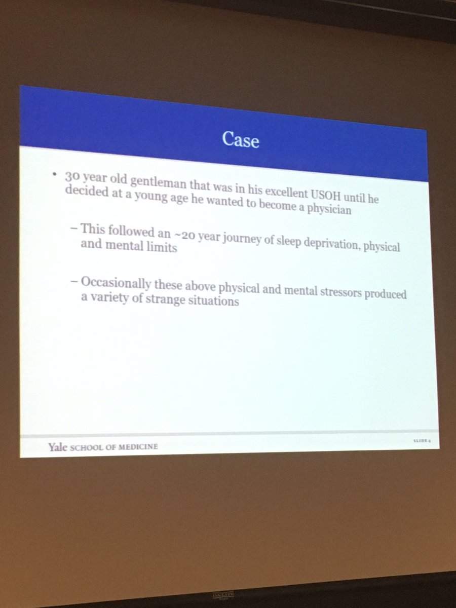 A hilarious case-based style “who am I” presentation from another first year fellow, Chris Morton! #yaleresearchretreat2019 @YalePCCSM #BestFellows