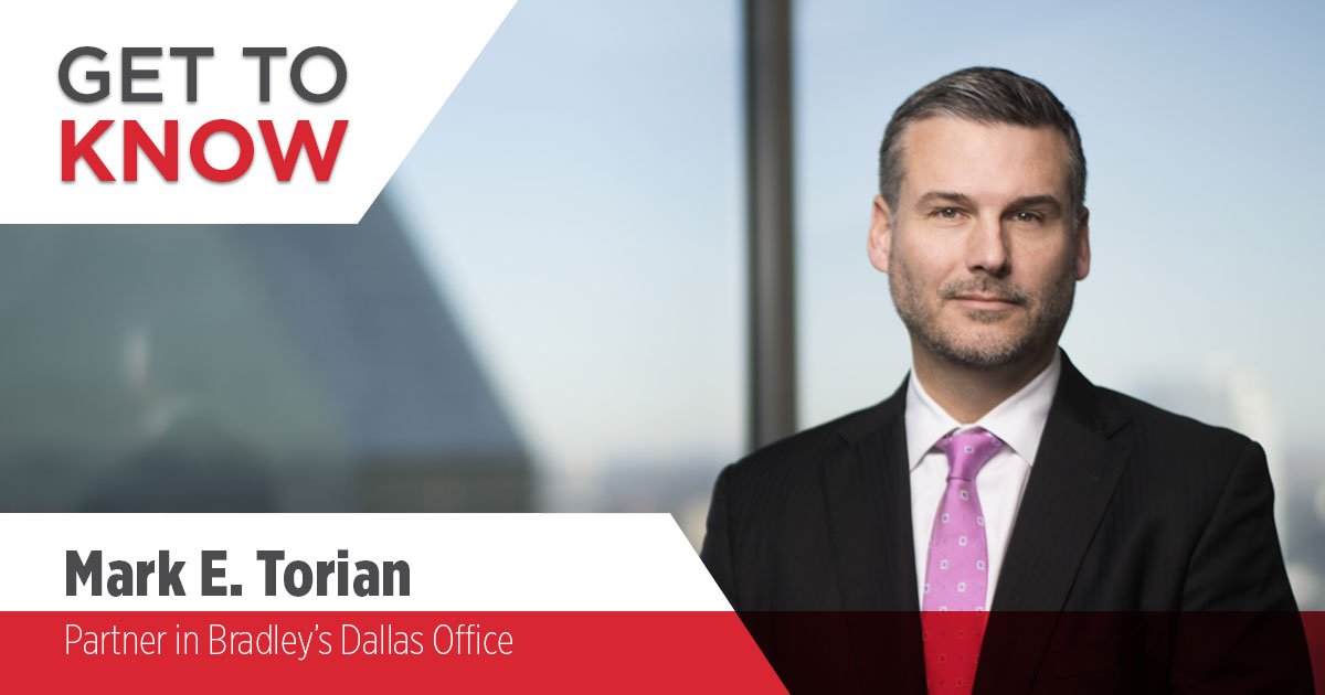 bradleylegal's tweet image. Get to Know Our New #Dallas Team: Mark E. Torian &amp;gt;&amp;gt; ow.ly/WcCH30nTqpf 

Mark represents #plaintiffs and #defendants in business #litigation disputes heard in state and federal courts and #arbitration proceedings. He previously served in the United States #Marine Corps.